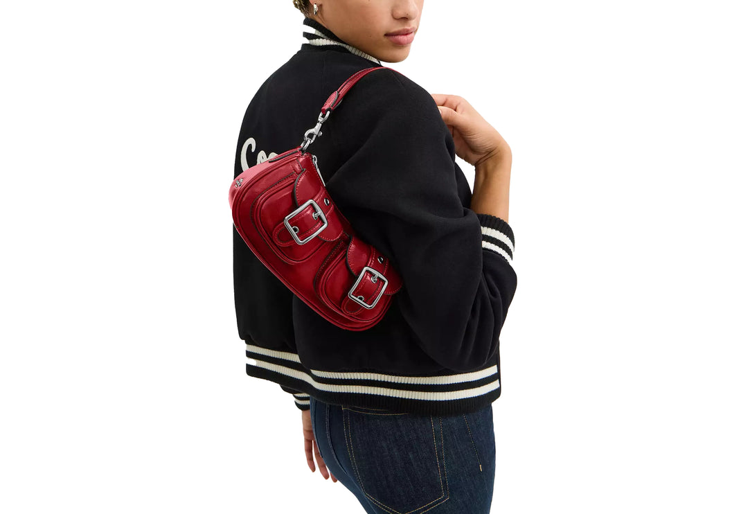 Coach Women's Ashton Bag Glazed Leather Red/Silver