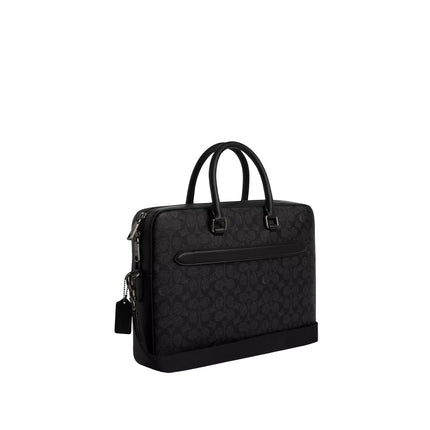 Coach Women's Ethan Slim Brief In Signature Canvas Gunmetal/Charcoal/Black