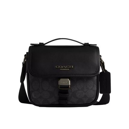 Coach Unisex Racer Crossbody Bag In Signature Canvas Gunmetal/Charcoal/Black