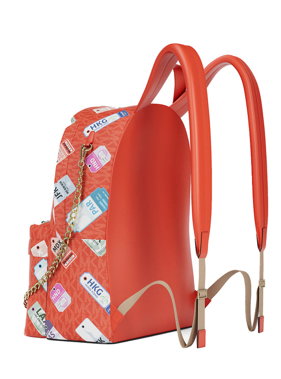 Michael Kors Women's Slater Medium Printed Signature Logo Backpack Dk Sangria