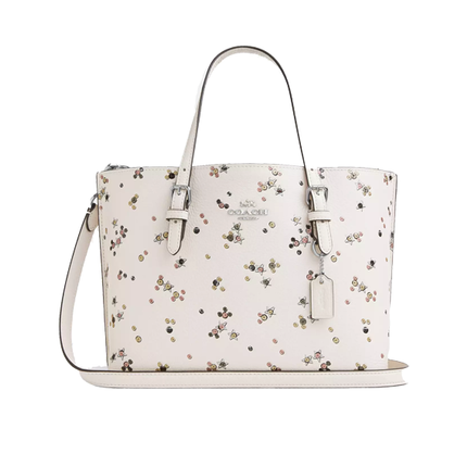 Coach Women's Mollie Tote Bag 25 With Star Print Novelty Leather/White/Silver
