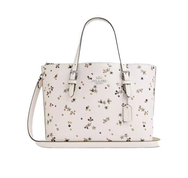 Coach Women's Mollie Tote Bag 25 With Star Print Novelty Leather/White/Silver