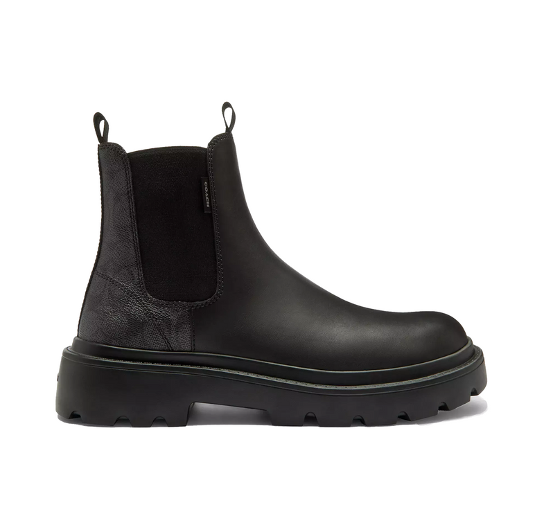 Coach Men's Chelsea Boot With Signature Canvas Charcoal/Black