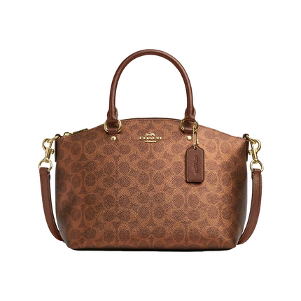 Coach Women's Sadie Satchel Bag In Signature Canvas Gold/Brown/Copper