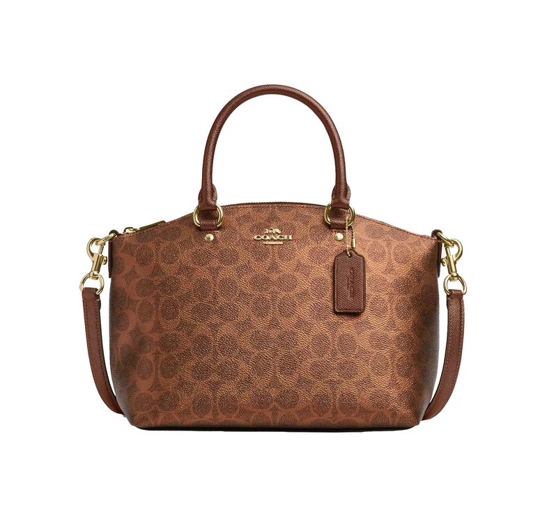 Coach Women's Sadie Satchel Bag In Signature Canvas Gold/Brown/Copper