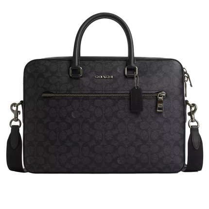 Coach Women's Ethan Slim Brief In Signature Canvas Gunmetal/Charcoal/Black