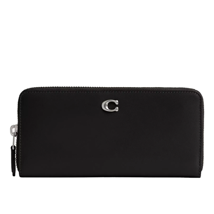 Coach Women's Essential Slim Accordion Zip Wallet Silver/Black