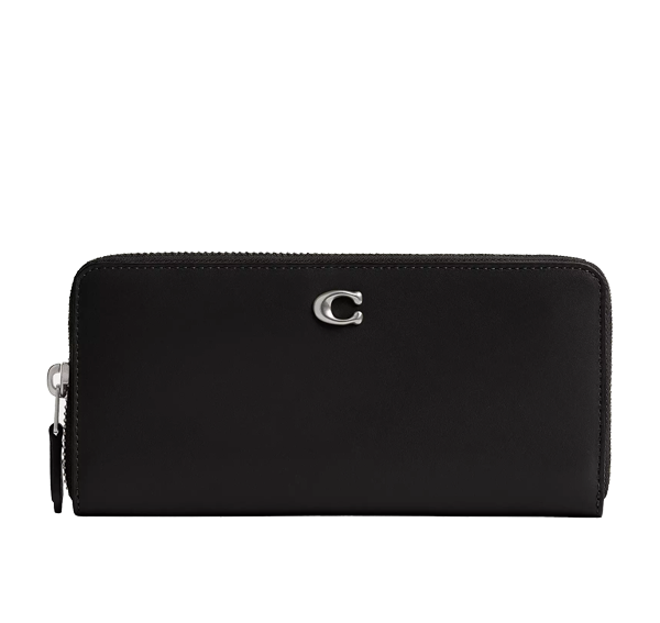 Coach Women's Essential Slim Accordion Zip Wallet Silver/Black