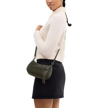 Coach Women's Teri Mini Crossbody Bag Suede/Gunmetal/Army Green