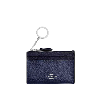 Coach Women's Mini Skinny Id Case In Signature Canvas Silver/Blue/Navy