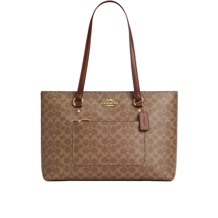 Coach Women's Station Tote Bag In Signature Canvas Gold/Tan/Brown