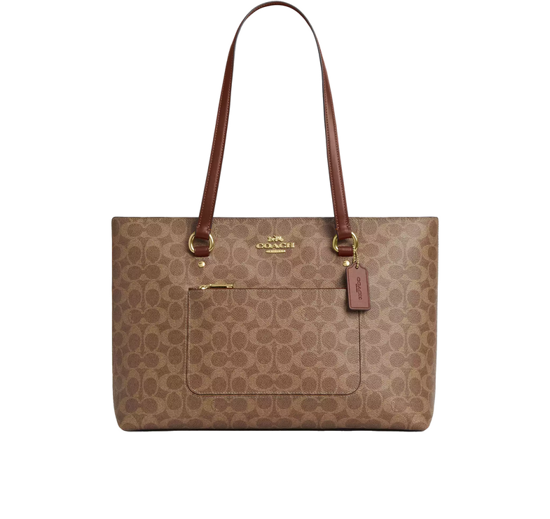 Coach Women's Station Tote Bag In Signature Canvas Gold/Tan/Brown
