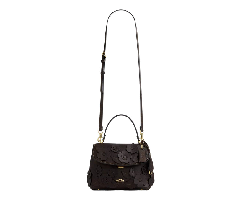 Coach Women's Emory Top Handle Bag With Floral Applique Gold/Maple