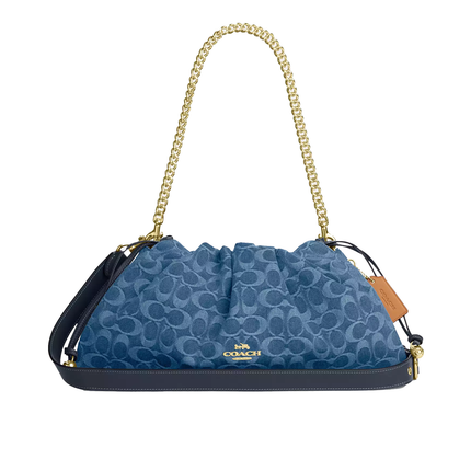 Coach Women's Faye Large Shoulder Bag In Signature Denim Gold/Indigo