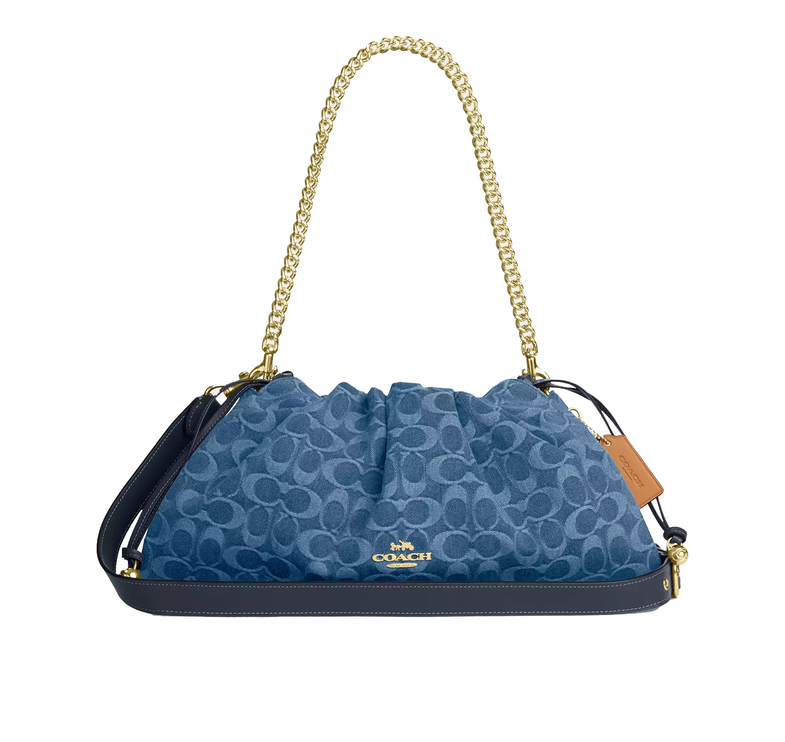 Coach Women's Faye Large Shoulder Bag In Signature Denim Gold/Indigo
