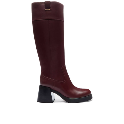 Coach Women's Block Heel Tall Boot Dark Wine