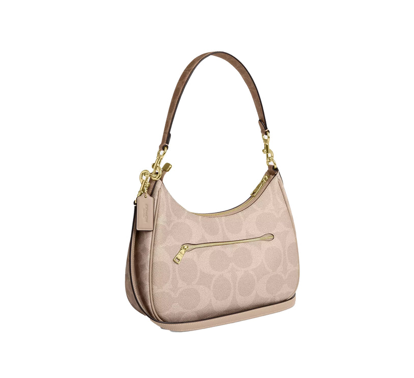 Coach Women's Teri Hobo Bag In Blocked Signature Canvas Gold/Sand/Tan