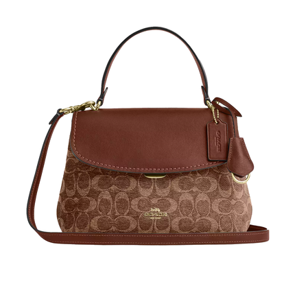 Coach Women's Emory Top Handle Bag In Signature Chenille Gold/Light Khaki/Vintage Brown
