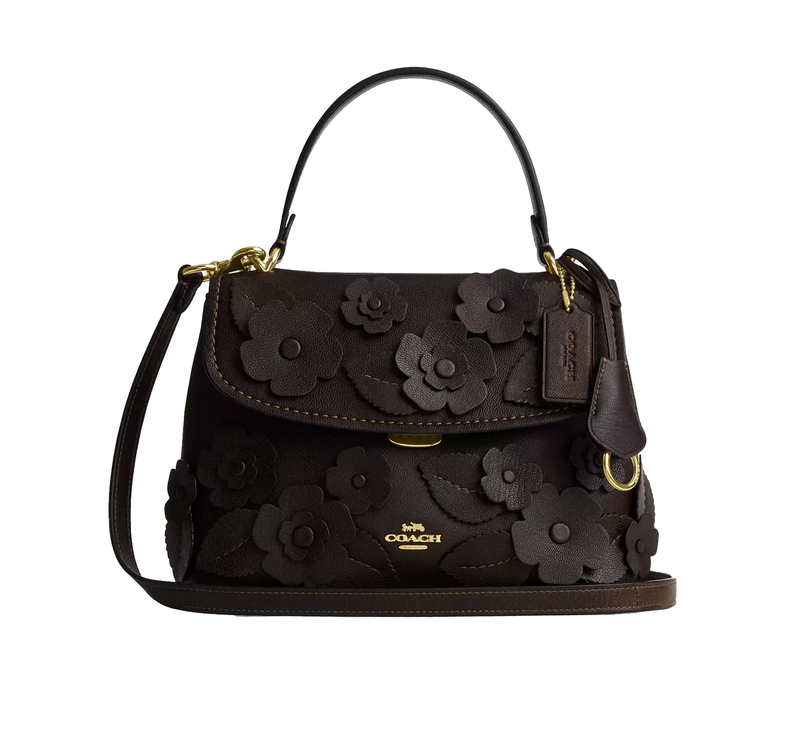 Coach Women's Emory Top Handle Bag With Floral Applique Gold/Maple