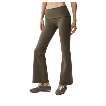 alo Women's ALO Softsculpt 7/8 Foldover Flare Legging Olive Tree