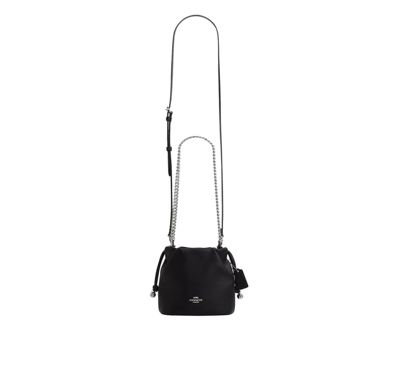 Coach Women's Faye Mini Drawstring Bag With Ruching Black/Silver