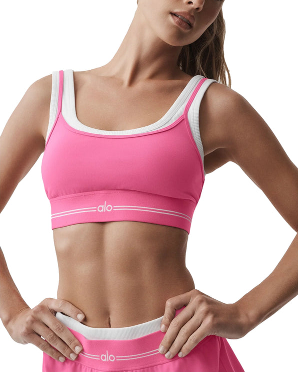 alo Women's Airbrush Better Together Bra Paradise Pink/White