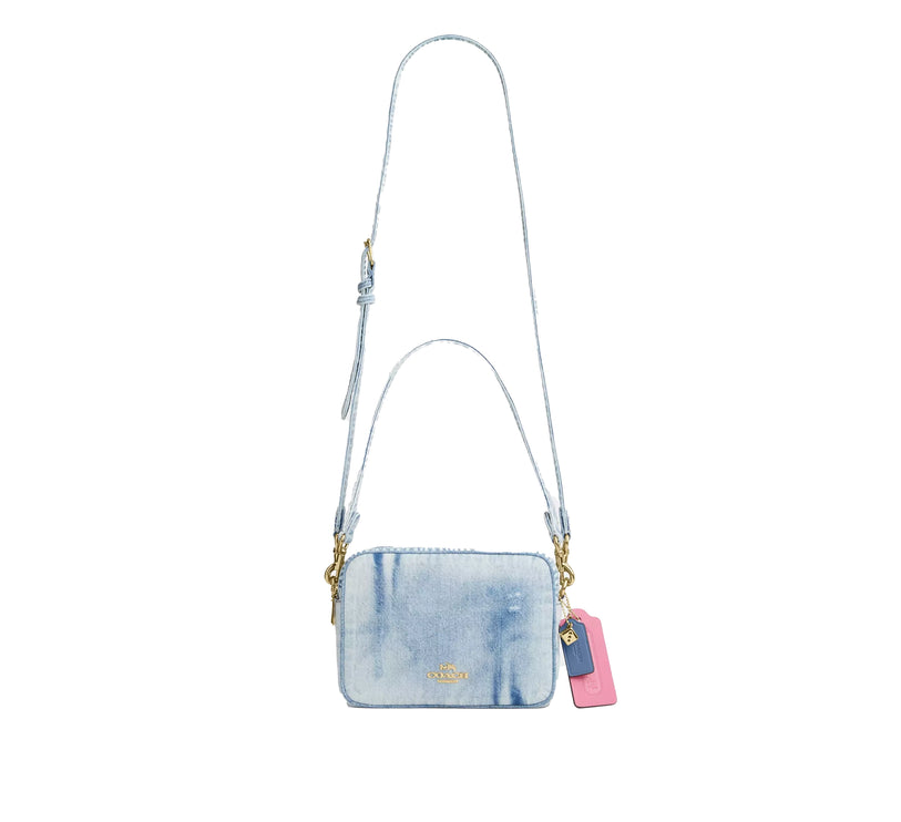 Coach Women's Carey Crossbody Bag In Loved Denim With Charms Gold/Light Indigo