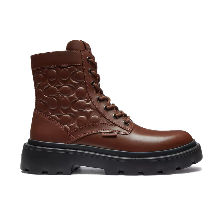 Coach Men's Combat Boot In Signature Leather Vintage Brown
