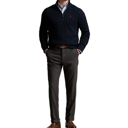 Polo Ralph Lauren Men's Cable-Knit Cotton Quarter-Zip Sweater Hunter Navy