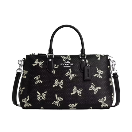 Coach Women's Georgia Stachel Bag With Bow Print Silver/Black Multi