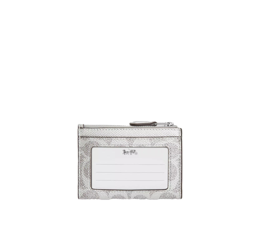 Coach Women's Mini Skinny Id Case In Signature Canvas Silver/Gray/Silver