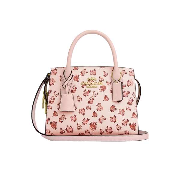 Coach Women's Andrea Carryall Bag With Rose Print Gold/Blush Multi