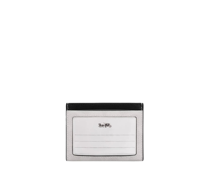 Coach Women's Slim Id Card Case In Signature Canvas Chalk & Black