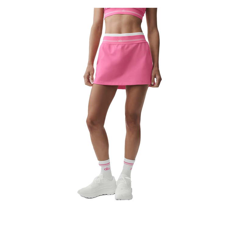 alo Women's Airbrush Better Together Tennis Skirt Paradise Pink/White