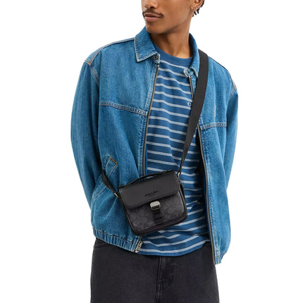 Coach Unisex Racer Crossbody Bag In Signature Canvas Gunmetal/Charcoal/Black