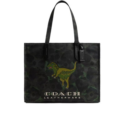 Coach Unisex Tote With Camo Print And Rexy Army Green Multi