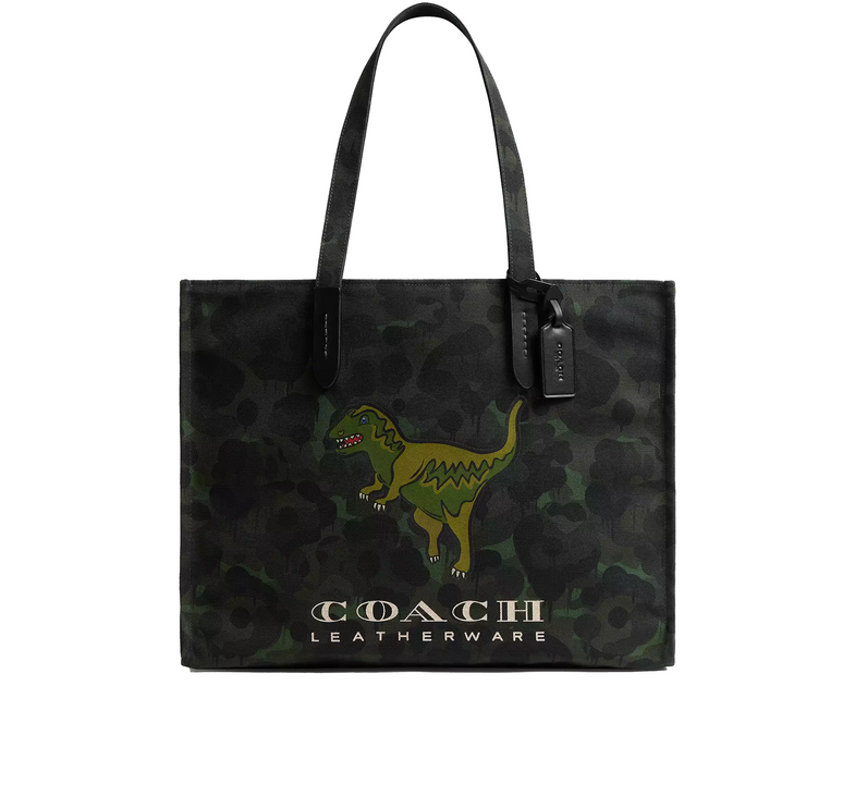Coach Unisex Tote With Camo Print And Rexy Army Green Multi