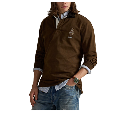 Polo Ralph Lauren Men's  Classic Fit Polo Bear Rugby Shirt Brach Brown