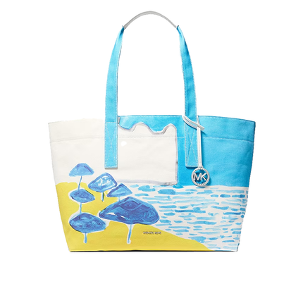Michael Kors Women's Michael Kors X Christina Zimpel Large Cotton Canvas Tote Bag Milos Blue