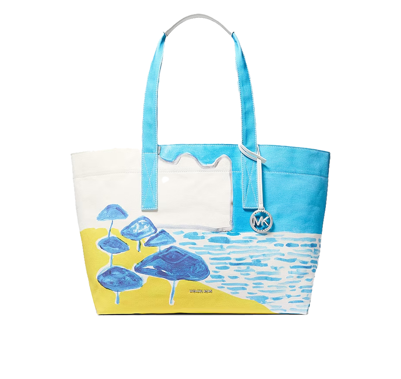 Michael Kors Women's Michael Kors X Christina Zimpel Large Cotton Canvas Tote Bag Milos Blue