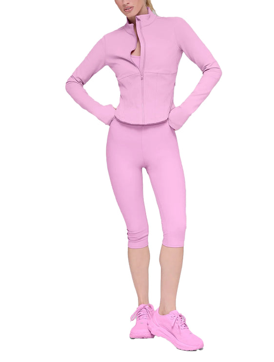 alo Women's Airbrush Corset Full Zip Jacket Candy Heart Pink