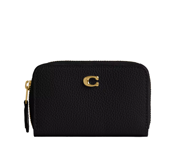 Coach Women's Essential Small Zip Around Card Case Brass/Black