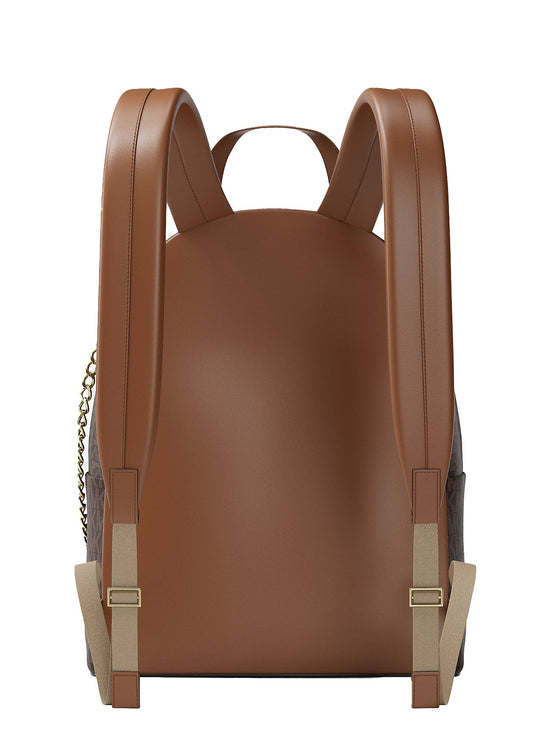 Michael Kors Women's Slater Medium Signature Logo Backpack Brown/Gold