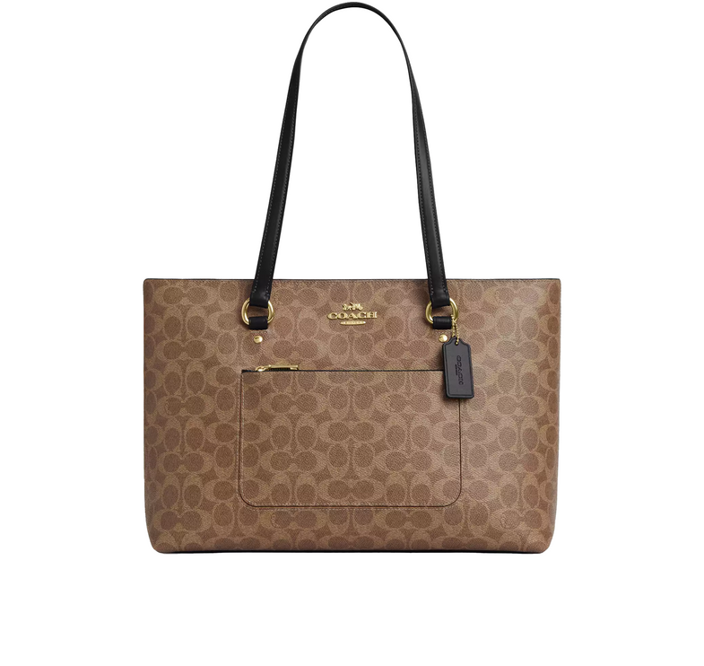 Coach Women's Station Tote Bag In Signature Canvas Gold/Tan/Black