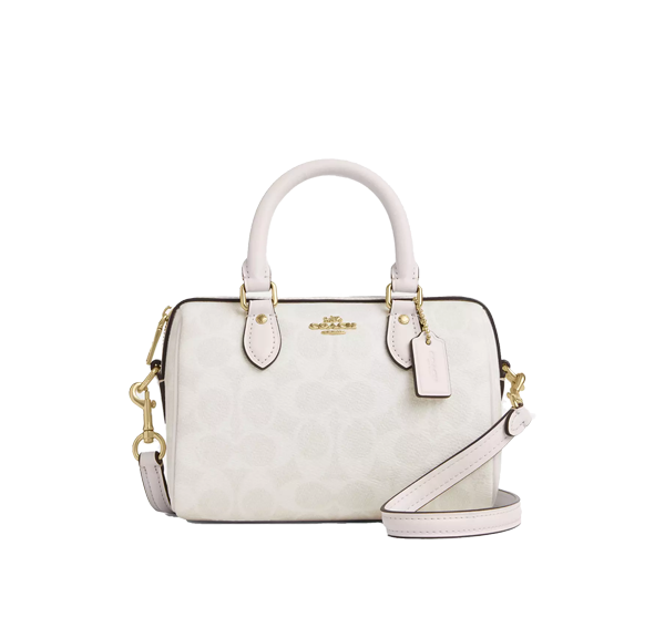 Coach Women's Mini Rowan Crossbody Bag In Signature Canvas Gold/White/Chalk