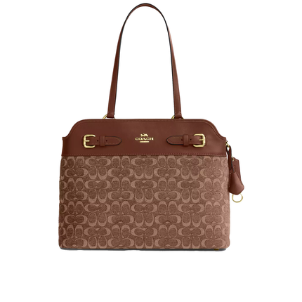 Coach Women's Easton Tote Bag In Signature Chenille Gold/Light Khaki/Vintage Brown