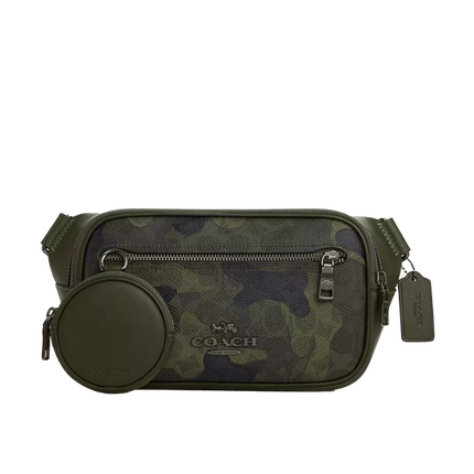 Coach Unisex Elias Belt Bag In Signature Camo Print Qb/Dark Shamrock Multi