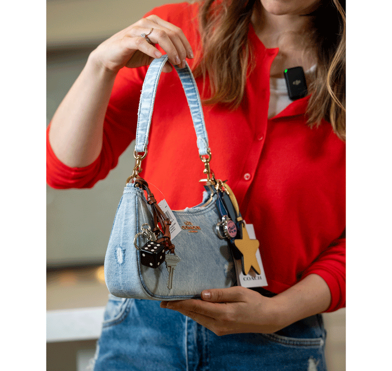 Coach Women's Teri Shoulder Bag In Loved Denim With Charms Gold/Light Indigo