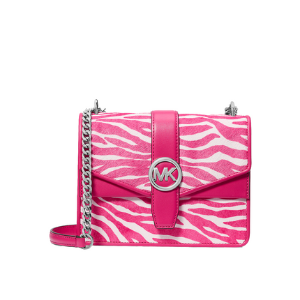 Michael Kors Women's Greenwich Small Zebra Print Calf Hair Crossbody Bag Dragonfruit