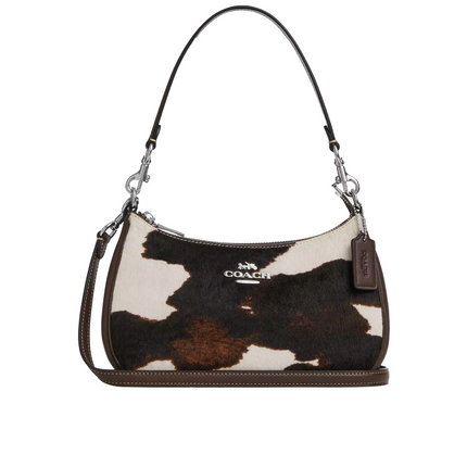 Coach Women's Teri Shoulder Bag With Cow Print Silver/Cow Multi